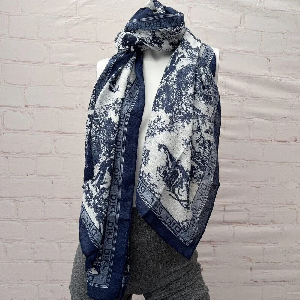 Ciormis Women's Trendy Autumn Lightweight Neck Warmer Scarf Blue Animal print